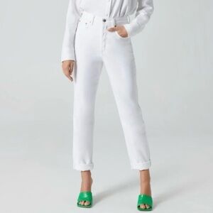 Aritzia Denim Forum The BF Boyfried High Rise Loose Jeans White Denim Sz 31